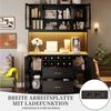 SeedWave Buffet Küchenbuffet mit LED-Beleuchtung, Weinregal, Steckdose & USB-Anschluss Größe: 120×36,3×180cm, inkl. 2 Glastüren, viel Stauruam Bild 3
