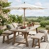 Sekey Sonnenschirm 300 x 300 cm Sonnenschirm Holzoptik Gartenschirm Knickbar, UPF 50+, LxB: 300x300 cm, Doppeltes Seilzugsystem, Neigungsverstellung, für Garten Bild 3