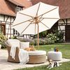 Sekey Sonnenschirm 300 x 300 cm Sonnenschirm Holzoptik Gartenschirm Knickbar, UPF 50+, LxB: 300x300 cm, Doppeltes Seilzugsystem, Neigungsverstellung, für Garten Bild 2