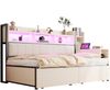 Multifunktionsbett mit Schreibtisch & Stauraum, 90x200 cm, Weiß/Holzfarbe, ohne Matratze Bild 5