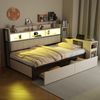 Multifunktionsbett mit Schreibtisch & Stauraum, 90x200 cm, Weiß/Holzfarbe, ohne Matratze Bild 2