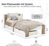 Holzbett 90x200 mit 2 Bettkästen Bett Eiche Braun Weiß Holz Bettgestell Futonbett Jugendbett Einzelbett Bild 3