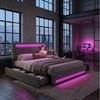 Gdood Polsterbett Stauraumbett Doppelbett LED (Vier extra große Schubladen unter dem Bett), Mit LED-Beleuchtung, Stauraum, Leinen, 160x200 cm Bild 4