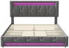 Gdood Polsterbett Stauraumbett Doppelbett LED (Vier extra große Schubladen unter dem Bett), Mit LED-Beleuchtung, Stauraum, Leinen, 160x200 cm Bild 2