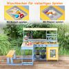 Matschküche mit Picknicktisch für Kinder Spielküche aus Tannenholz mit eingebauter Bank Blau Bild 4