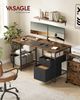 VASAGLE Schreibtisch mit 3 Ablagen, Bürotisch mit 2 Schubladen, 140 x 60 x 76 cm, Industrie-Stil, schwarz Bild 2
