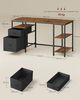 VASAGLE Schreibtisch mit 3 Ablagen, Bürotisch mit 2 Schubladen, 140 x 60 x 76 cm, Industrie-Stil, schwarz Bild 5