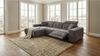 Massivart® Ecksofa mit Relaxfunktion / grau / Cord / 302 cm / Kopfteilverstellung / TONI, Nosagunterfederung · frei im Raum stellbar · inkl. 2 Zierkissen Bild 3