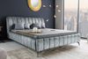 riess-ambiente Polsterbett AMSTERDAM 180x200cm grau Samt – Doppelbett im Vintage Design (Einzelartikel, 1-tlg), schwarzes Metallgestell, Retro, King-Size-Bett, gepolstertes Samtbett Bild 2