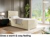MEBLINI Boxspringbett DALIA 90x200 cm mit Bettkasten - H4/Beige Samt Gepolstert Einzelbett mit Topper & Taschenfederkern-Matratze - 90x200 Rechts Bild 4
