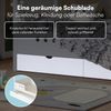 Bellabino 'Bela' Hausbett 90x200 cm mit großer Schublade, weiß, Kiefer Massivholz, Montessori Kinderbett mit Stauraum, inkl. Rausfallschutz und Lattenrost Bild 5
