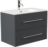 Badmöbel Set Firenze 80 3tlg. LED Spiegel und Hochschrank grafit : Grafit Bild 2