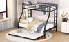 Etagenbett Metall mit Ausziehbett & 2 Leitern, 90x200/140x200 cm, Schwarz, ohne Matratze Bild 4