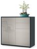 Vladon Sideboard Ben, Kommode mit 2 Türen und 2 Schubladen, Schwarz matt/Sandgrau Hochglanz (79 x 74 x 36 cm) Bild 4