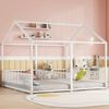 Kinder-Etagenbett "Haus-Design" 186x206x174,5 cm, Weiß Metall, Doppelbett 2x 90x200 cm Bild 2