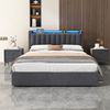 STILVORA Polsterbett 90×200 mit bettkasten,Bettgestelle Boxspringbett mit USB & LED-Licht (Funktionsbett mit Fernbedienung, Gepolsterter Rand, Samtstoff, Metallrahmen, Kompfort, Grau), Jugendbett ohne matratze, Stauraumbett für verschiedene Raumstile Bild 3