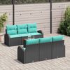 vidaXL Gartensofa-set 7 pcs Schwarz und Türkis Poly-Rattan 3356198 Bild 3