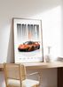 Oranger Rennwagen Poster · Geschenkidee · Motorsport Wandbild · Deko Print ohne Rahmen - 60x90cm Bild 3