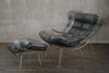 KAWOLA Relaxsessel ROWA Sessel Leder grau inklusive Hocker 88 x 103 x 77 cm Bild 2