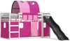 vidaXL Etagenbett mit Rutsche und Gardinen Rosa 90x200 cm 3284139 Bild 2
