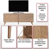 TV-Rack HWC-M38, Lowboard Fernsehtisch TV-Schrank Kommode, Schublade Türe, Kubu Rattan Holz 56x140x41cm Eiche-Optik Bild 2