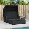 vidaXL Doppel-Sonnenliege mit Dach und Auflagen Schwarz Poly Rattan 365807 Bild 3
