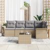 vidaXL Garten-Sofa-Set mit Kissen mit Speicher 6 pcs Beige Poly Rattan 3354039 Bild 3