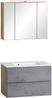 Badmöbel-Set >Paris< (2-teilig) in Betongrau / Wotaneiche - 80x195x47cm (BxHxT) Bild 2