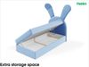 MEBLINI Kinderbett mit Bettkasten KANINCHEN 100x200 Rechts – H3/Blau Samt Gepolstert Einzelbett mit Matratze - Polsterbett mit Stauraum - Bett mit Kopfteil – Stauraumbett Bild 2