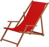 Sonnenliege rot Liegestuhl Fußteil Sonnendach Kissen Holz Deckchair Gartenmöbel 10-308 F S KD Bild 4