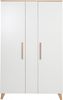 roba Kleiderschrank Leon 2,5-türig - Kinderzimmerschrank mit 6 Fächern & Kleiderstange - Schrank für Babyzimmer & Kinderzimmer - Soft-Close Türen & Massivholzfüße - Stauraum Möbel - Weiß / Othello Eiche Bild 3