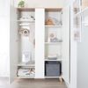 roba Kleiderschrank Leon 2,5-türig - Kinderzimmerschrank mit 6 Fächern & Kleiderstange - Schrank für Babyzimmer & Kinderzimmer - Soft-Close Türen & Massivholzfüße - Stauraum Möbel - Weiß / Othello Eiche Bild 2
