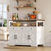 Buffetschrank modern-rustikal, 140x35x95 cm – Sideboard mit X-Türen, 3 Schubladen & Arbeitsplatte Bild 2