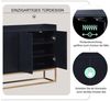 Merax Sideboard mit verstellbaren Einlegeböden und goldenen Metallrahmen, Kommode mit Push-to-Open Funktion,Anrichte,Buffet,Breite: 120cm Bild 4
