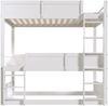Dreibettzimmerbett 90*200 cm, Massivholzlatten, Hochbett, hohes Zaundesign, Kinderbett, Holzbett, weiß Bild 5