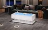 Couchtisch, Hochglanz Sofatisch mit Schubladen, Glasplatte und LED-Licht, MDF + Glas, Weiß, 100×50×35 cm Bild 5