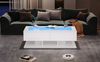 Couchtisch, Hochglanz Sofatisch mit Schubladen, Glasplatte und LED-Licht, MDF + Glas, Weiß, 100×50×35 cm Bild 4