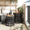 vidaXL Garten-Beistelltische 2 Stk. mit Holzplatte Schwarz Poly Rattan 366291 Bild 3