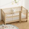 Merax Babybett Babybett Gitterbett 140x70 cm, Kinderbett aus Massivholz, 1-tlg, umwandelbar in Anstellbett, mit Schutzgeländer, Sicherheitsverschluss Bild 3