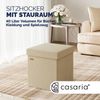 CASARIA® faltbarer Sitzhocker mit Stauraum, Leinenoptik, beige Bild 2