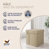 CASARIA® faltbarer Sitzhocker mit Stauraum, Leinenoptik, beige Bild 3