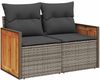 vidaXL 9-tlg. Garten-Sofagarnitur mit Kissen Grau Poly Rattan Akazie 3327749 Bild 5