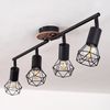 »Borio«, Deckenlampe im Retro/Vintage Design aus Metall/Holz in Schwarz/Natur, Leuchte m. verstellbaren Schirmen in Gitter-Optik u. Lichteffekt, 4-flammig, 4 x E14-Fassung max. 40 Watt Bild 5