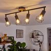 »Borio«, Deckenlampe im Retro/Vintage Design aus Metall/Holz in Schwarz/Natur, Leuchte m. verstellbaren Schirmen in Gitter-Optik u. Lichteffekt, 4-flammig, 4 x E14-Fassung max. 40 Watt Bild 4