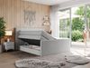 Boxspringbett KING EIGAR, mit einer Doppelmatratze, einem genähten Kopfteil - 200x200 - Hellgrau Stoff - H3 Bild 2