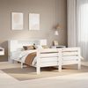 Doppelbett, Betten für Erwachsene, Massivholzbett ohne Matratze Weiß 160x200 Kiefernholz de4799 Bild 2