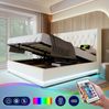 Polsterbett 140x200 cm aus weißem PU mit Stauraum, 3-seitiger LED und USB‑Type‑C Bild 3