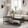 Couchtisch 110x60cm Eiche Optik Schwarz Rechteckig - Design Sofatisch Metall - Wohnzimmertisch Ablage - Loungetisch Stauraum - Beistelltisch Kaffeetisch Bild 2