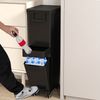 COSTWAY Mülleimer Küche, mit Deckel & Rollen, 2 Fächer, 32L Abfalleimer, Tretmülleimer Bild 2