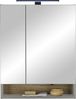 Badezimmerspiegelschrank >Denver< LED, Steckdose, grau matt / evoke eiche Dekor - 60x75x22 (BxHxT) Bild 3
